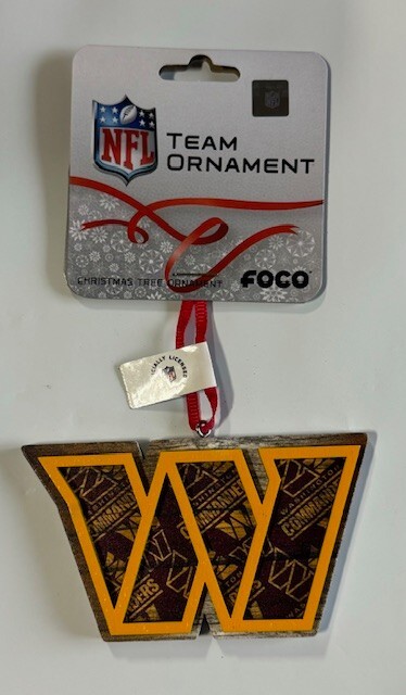 Washington Commanders Christmas Tree Holiday Ornament - Raised Logo Mural Wooden