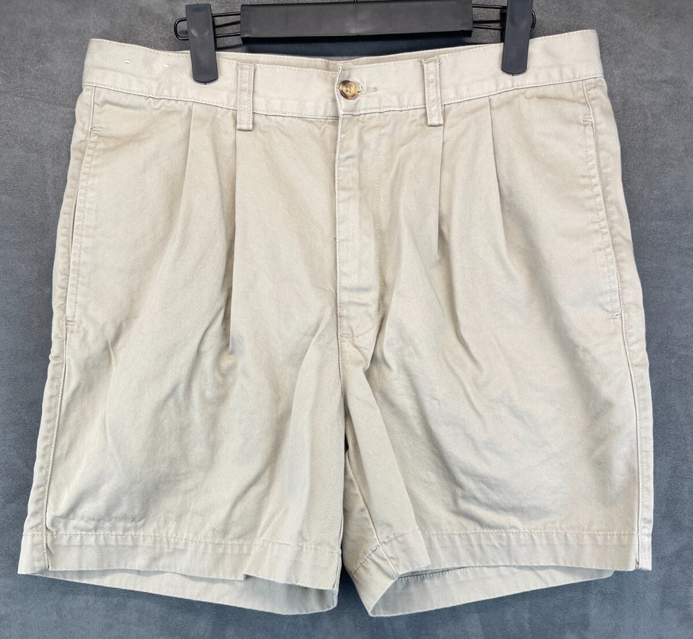 Old Navy Pleated Khaki Shorts - Mens Size 34 - Beige - Bermuda - Pleated (3173)