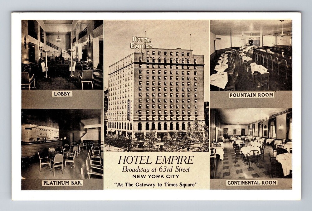 New York City NY, Hotel Empire, Broadway at 63rd, Advertising Vintage Postcard