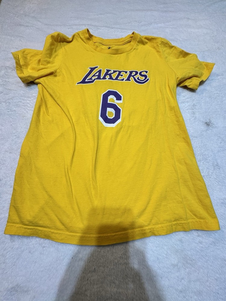 LeBron James Shirt Boys Large Yellow 14-16  NBA Jersey Youth  Los Angeles Lakers