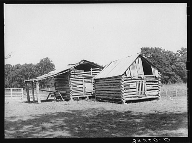 Photo:Barns of white tenant farmer. McIntosh County, Oklahoma