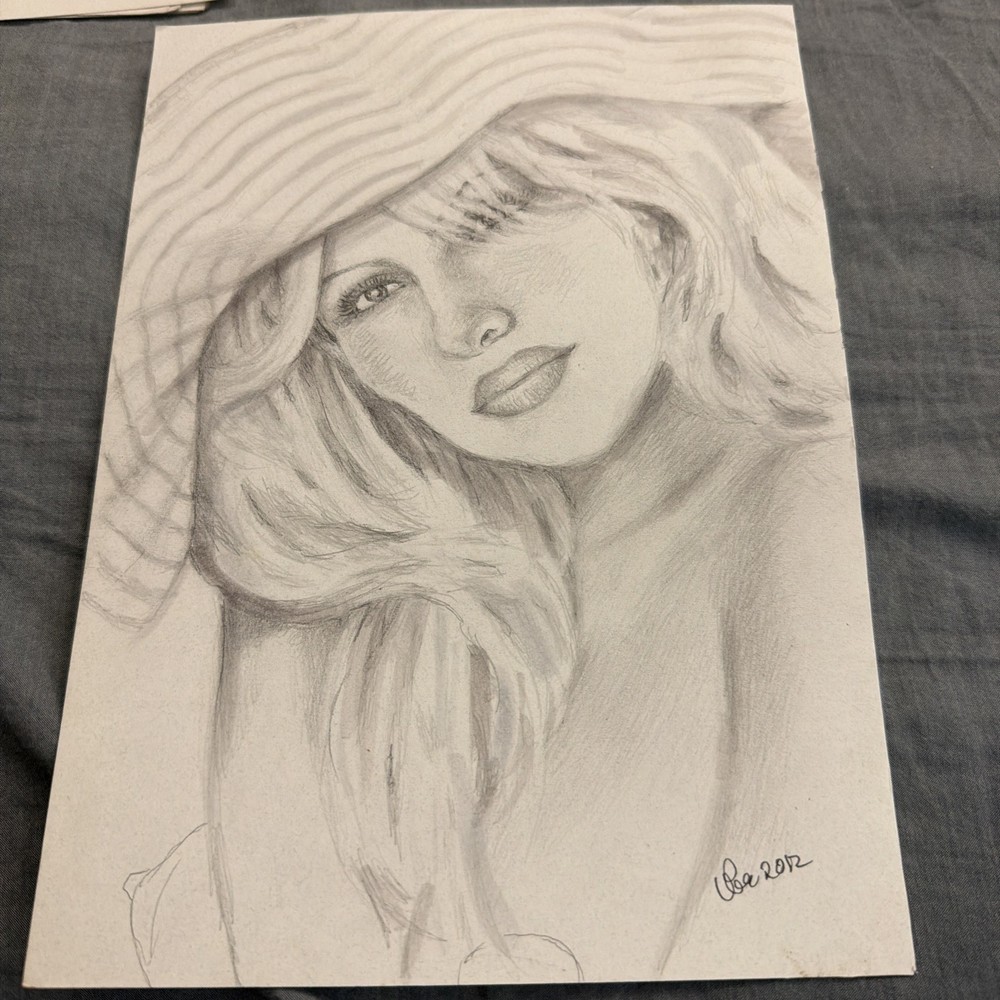 Drawing Of Pamela Anderson Signed By Unknown Artist Two Sided