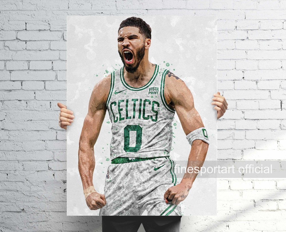 Jayson Tatum Boston Celtics Poster, Canvas, Basketball print, Sports wall art