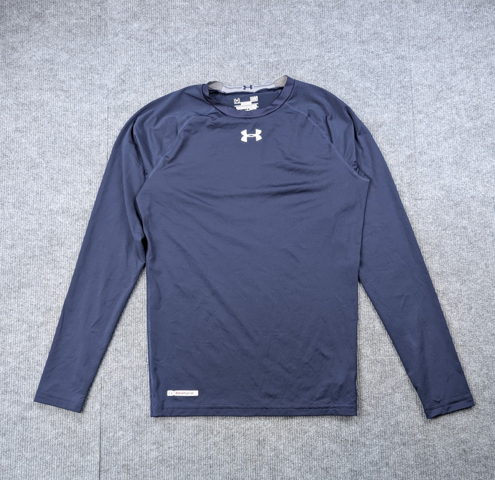 Under Armour Compression Shirt Mens Large Heat Gear Blue Athletic Base Layer Gym