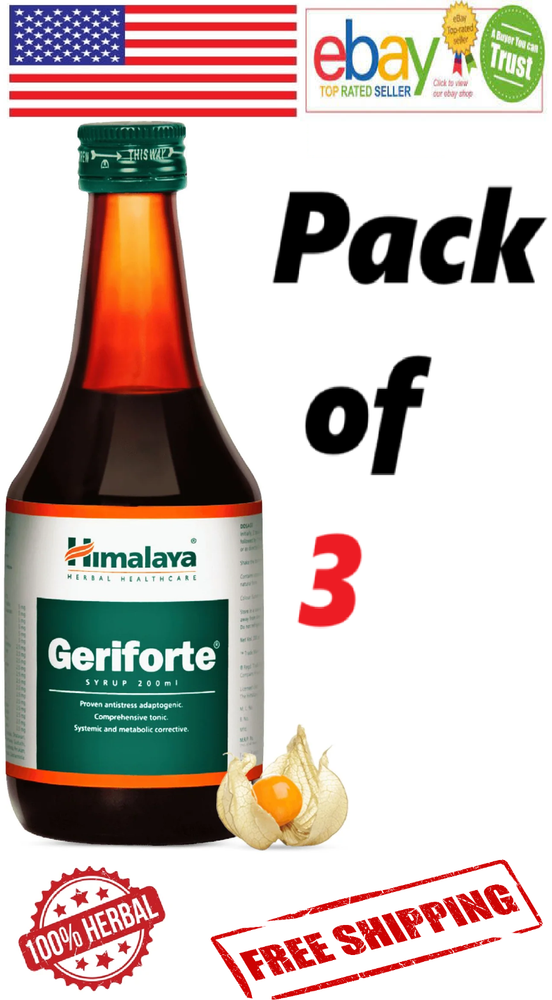 3x Himalaya Geriforte Syrup For Stress & Anxiety 200ml. Each (FREE SHIP)