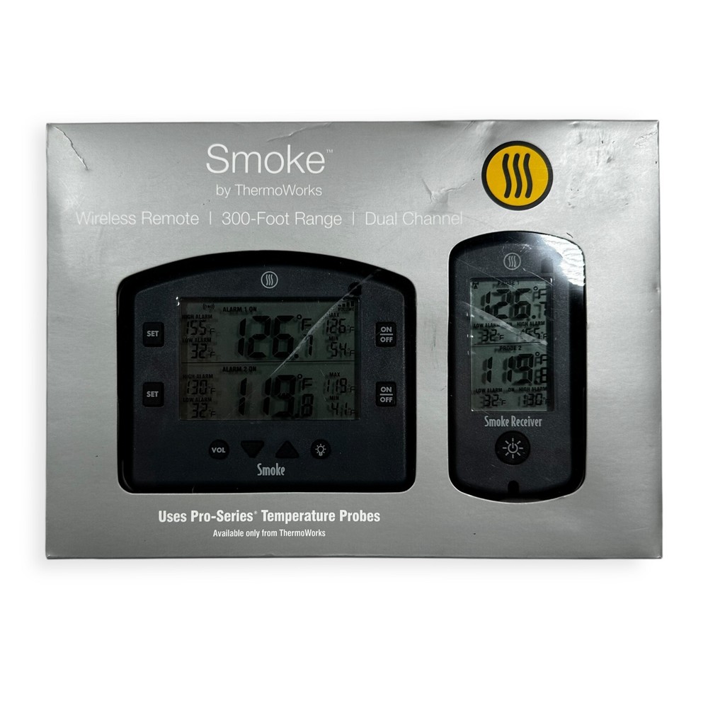 ThermoWorks Smoke BBQ Alarm: Wireless Remote 300ft 2 Probe