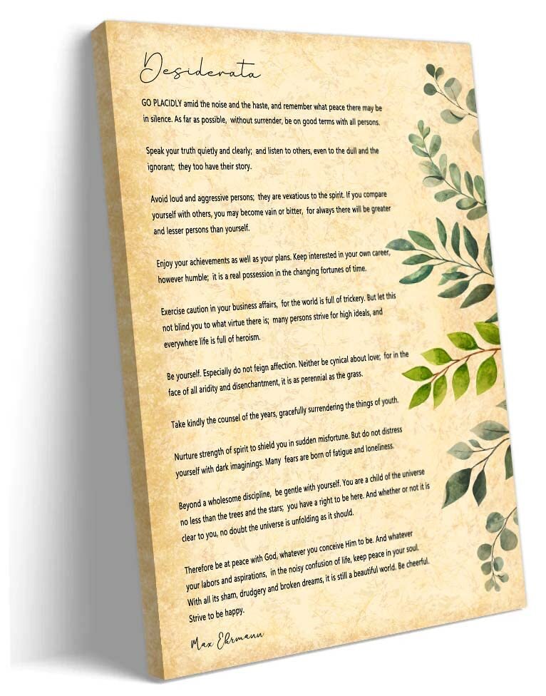 Desiderata Poem Framed Wall Art Motivational Poster Book Quotes Wall Art Retr...