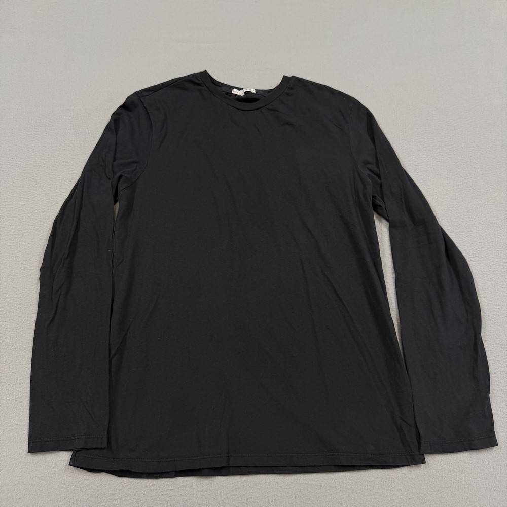 James Perse Shirt Mens Small Black Long Sleeve Crewneck Tee Lightweight Solid
