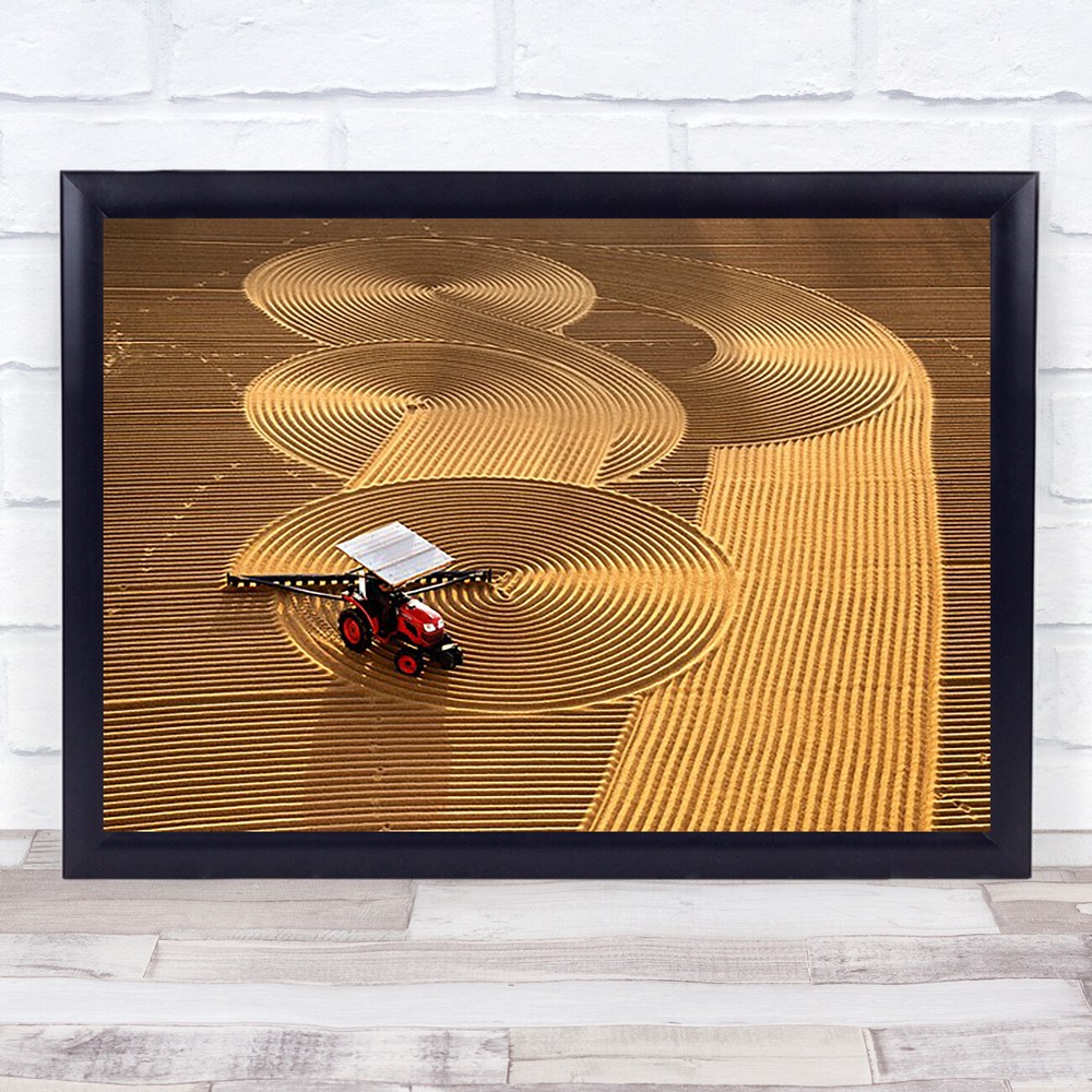 Lines Tractor Pattern Shapes Geometry Field Fields Harvest Sand Wall Art Print