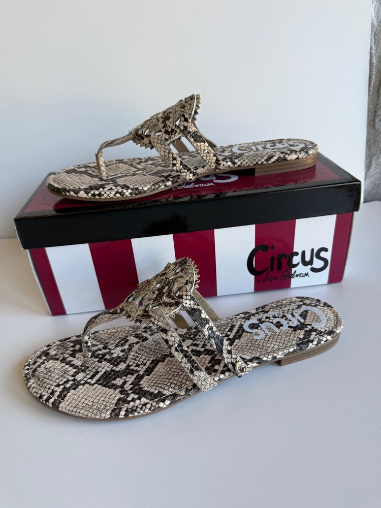 Circus by Sam Edelman Beige Snakeskin Crest Canyon Thong Sandals Size 9.5