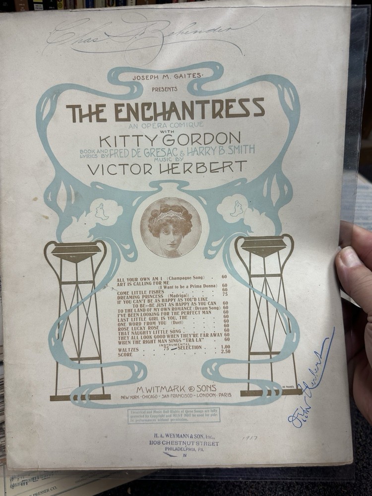 1911 11x14 Victor Herbert  Sheet Music THE ENCHANTRESS  ‘Selection’ 11 Pages