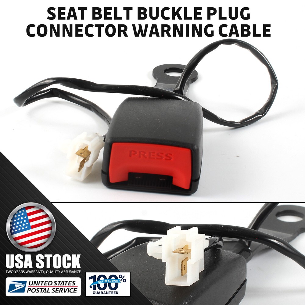 1x Car Passenger Front Seat Belt Buckle Socket Plug Connector w/ Warning Cable