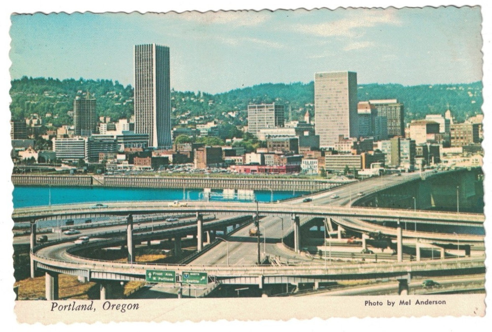 Vintage 1960'S Willamette & Morrison Bridge Portland Oregon View Postcard