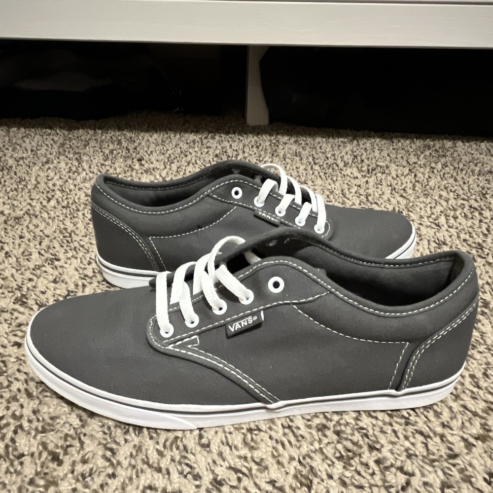 VANS Men's Canvas Lace-Up Sneakers Gray/White US 7.5 Rubber Sole