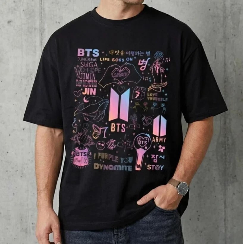 BTS Members Icons Dynamite I Purple You Kpop T-shirt