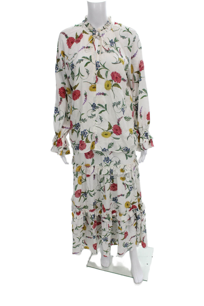 Elie Tahari Women Silk Floral Mock Neck Pullover Long Sleeve Set Size SFree Shipping in US $100+ Orders | $6.95 Orders Below