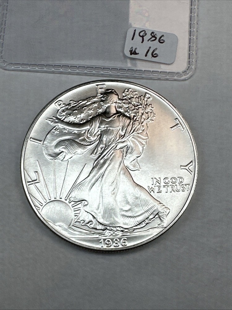1986 Uncirculated Silver American Eagle 1oz 0.999 Fine Silver 16