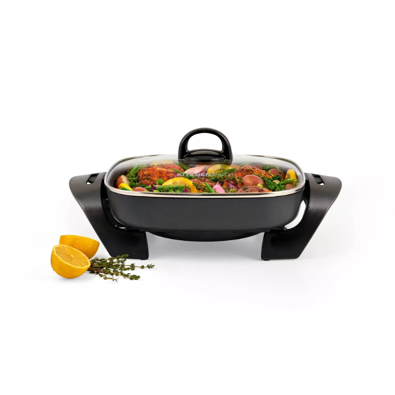 KitchenSmith Bella 11x11 Electric Skillet with EverGood Ceramic Nonstick Coating