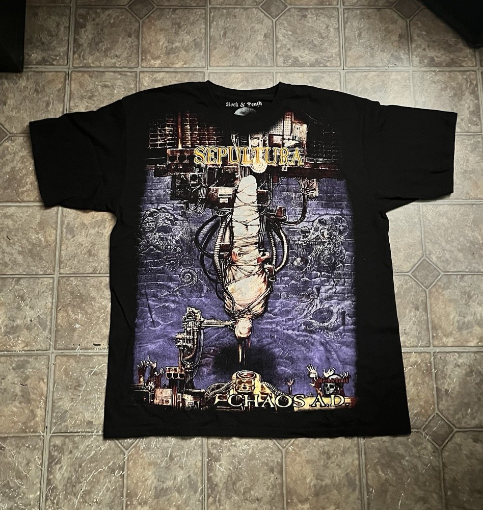 Sepultura Chaos A.D Rock & Death Bootleg Graphic Embroidered XL Shirt