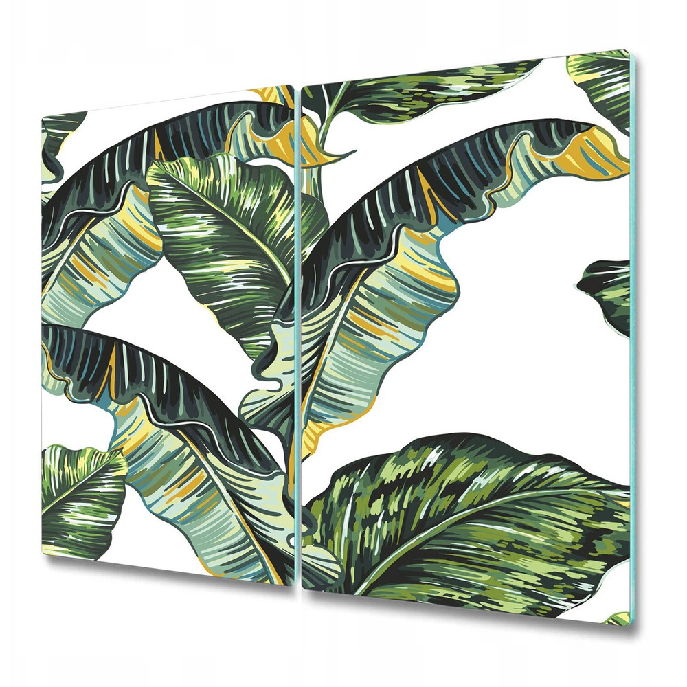 Glass Cutting Board Worktop Saver Jungle Leaf | Vector Tropical Art | 2x30x52