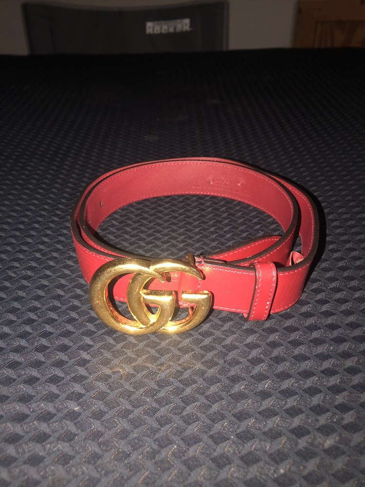 Gucci GG Marmont Belt Leather Red Size 85 34