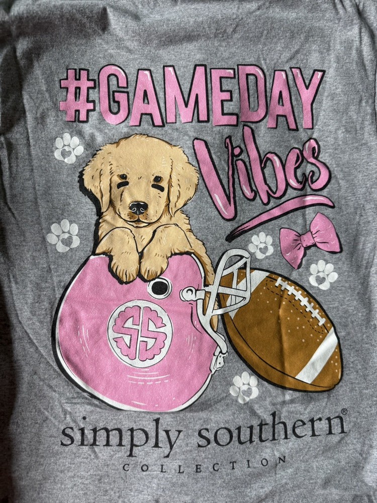 Simply Southern Long Sleeve Shirt Womens Small Gray Gameday Vibes Football