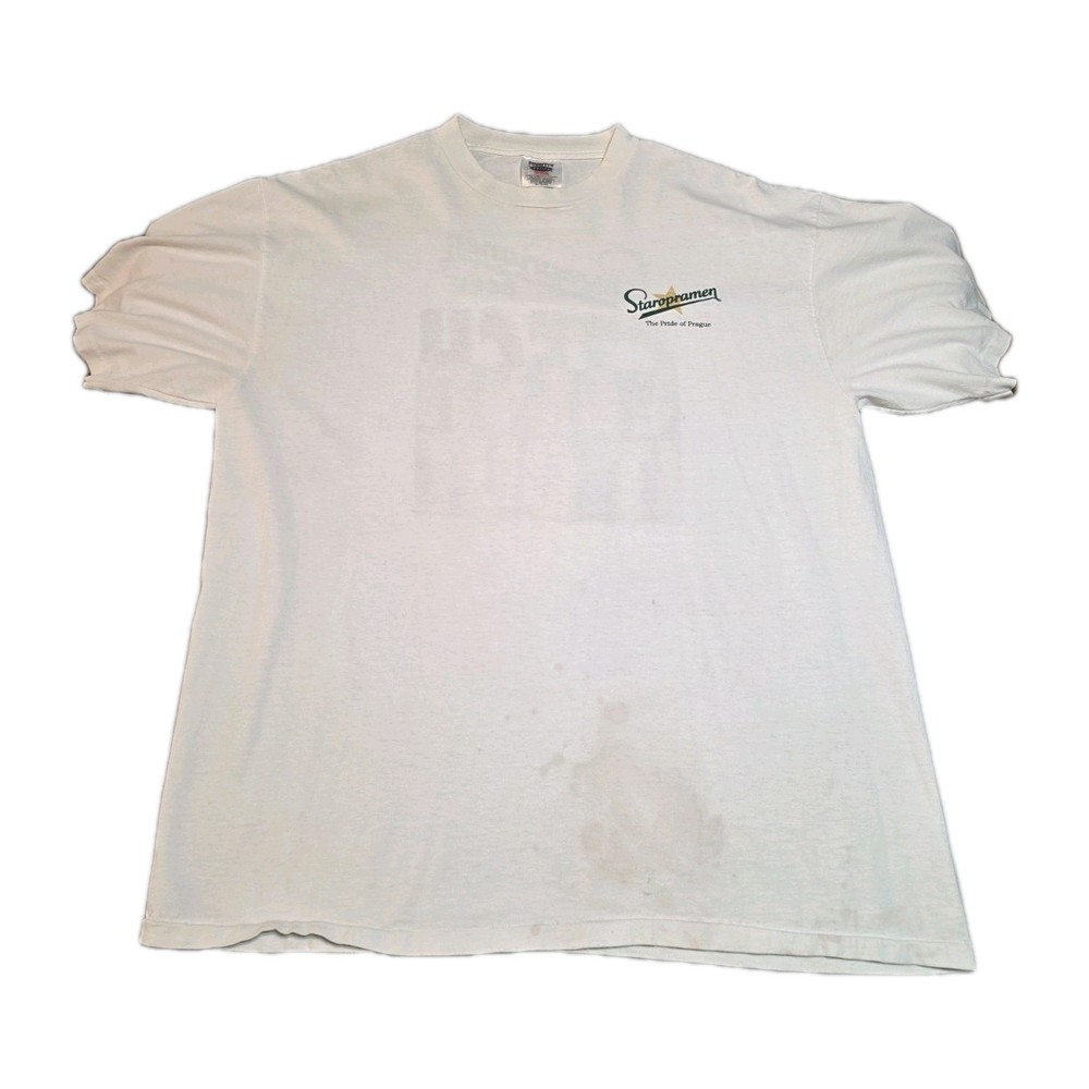 Vintage Single Stitch S.S T-Shirt Size XL 90s PowerPro Staropramen Beer Czech