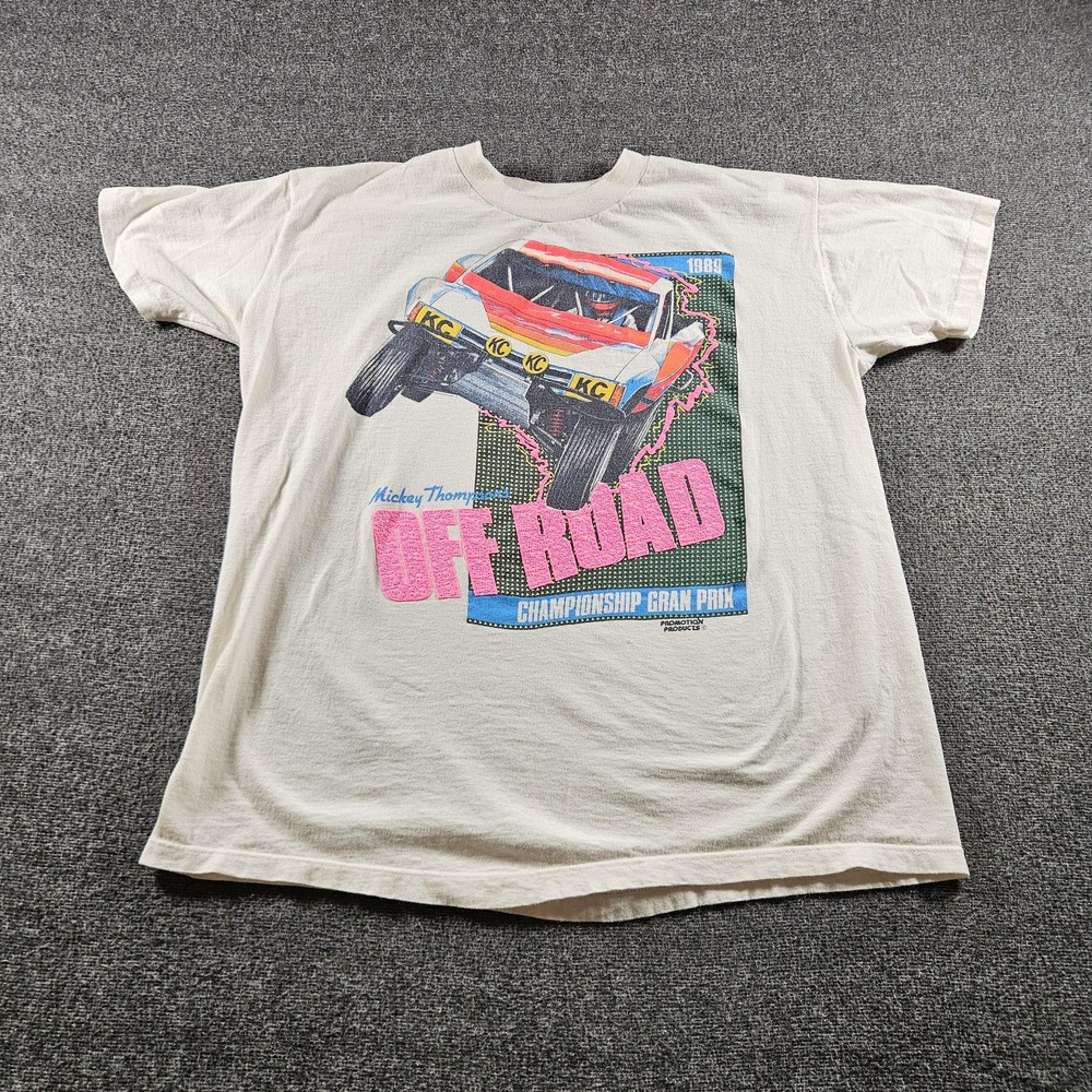 Vintage Stedman Shirt Mens XL White Mickey Thompson Off Road Graphic Tee 80s