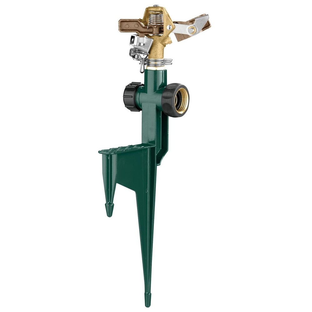 Orbit Brass Impact Pulsating Lawn Sprinkler on Metal Step Spike