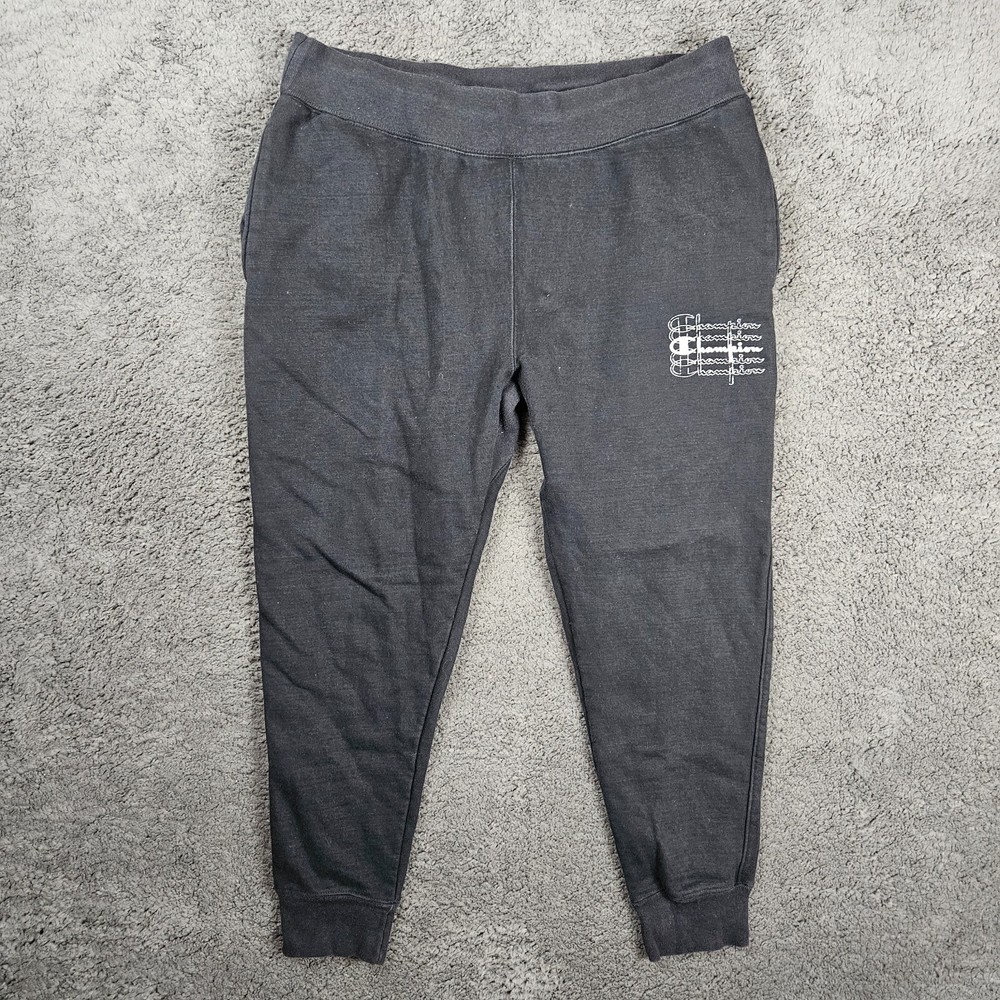 Champion Mens Size XL Reverse Weave Logo Jogger Sweatpants Black