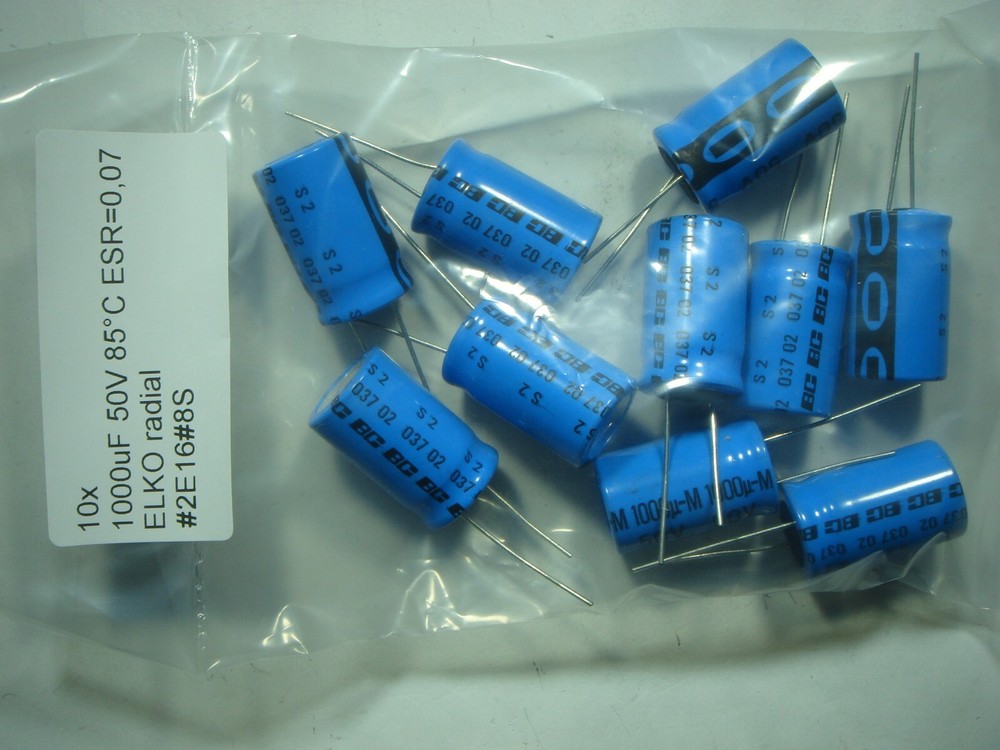 7x 1000uF 50V 85°C ESR=0.07 ELKO Radial #2E16#12f
