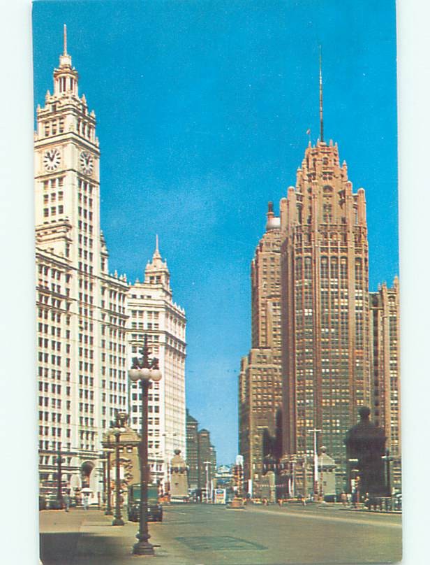 Unused Pre-1980 OLD CARS & SHOPS ON STREET Chicago Illinois IL n0435@