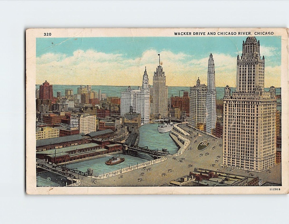 Postcard Wacker Drive And Chicago River Chicago Illinois USA