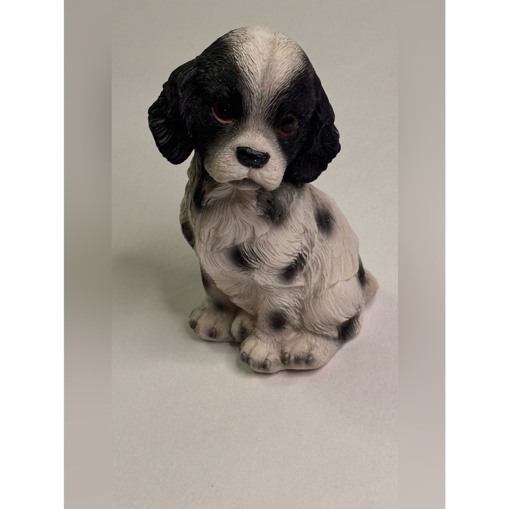 Cocker Spaniel Black and White Puppy Figurine