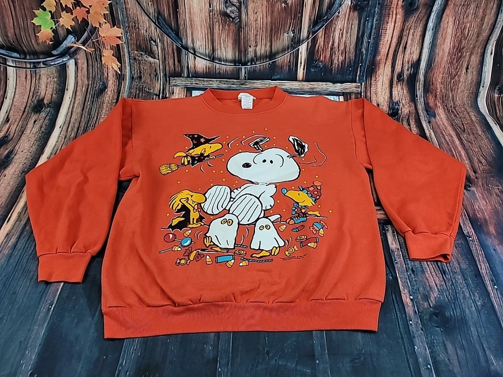 VTG 60s Peanuts Snoopy XL Halloween Sweatshirt Retro Pullover Crewneck USA Made