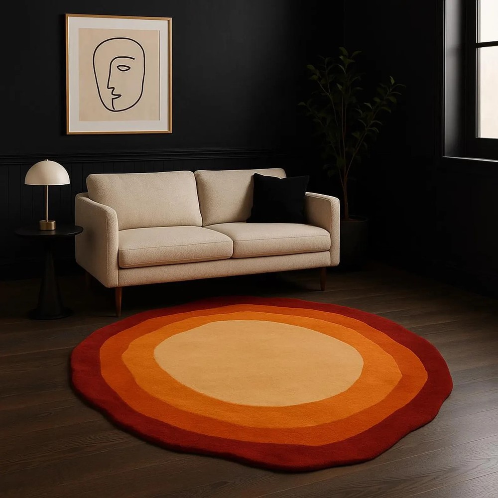 Hand-Tufted Round New Zealand Wool Rug: Eternal Trellis Design