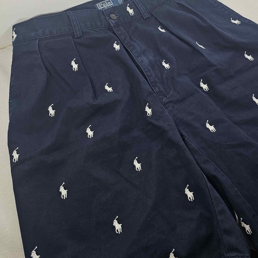 Polo Ralph Lauren Tyler Shorts Men's 31.  Navy Blue White Pony All Over Cotton.