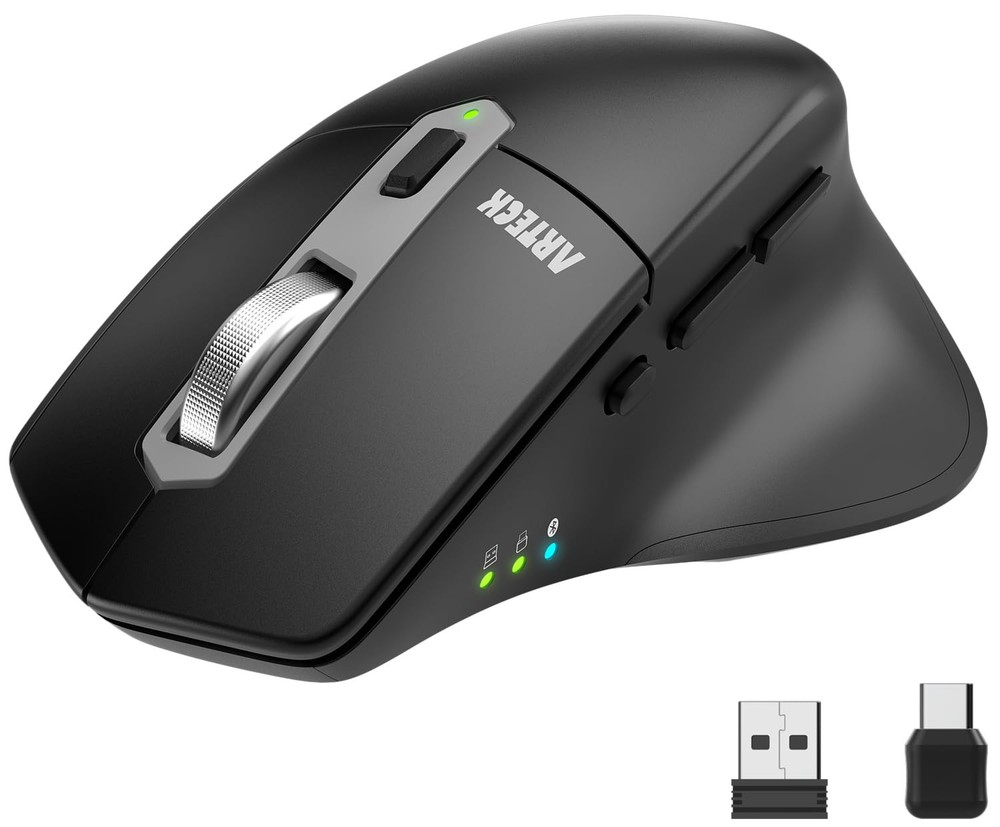 Multi-Device Wireless Bluetooth Mouse with Nano USB-A/C Receiver & Ergonomic Design