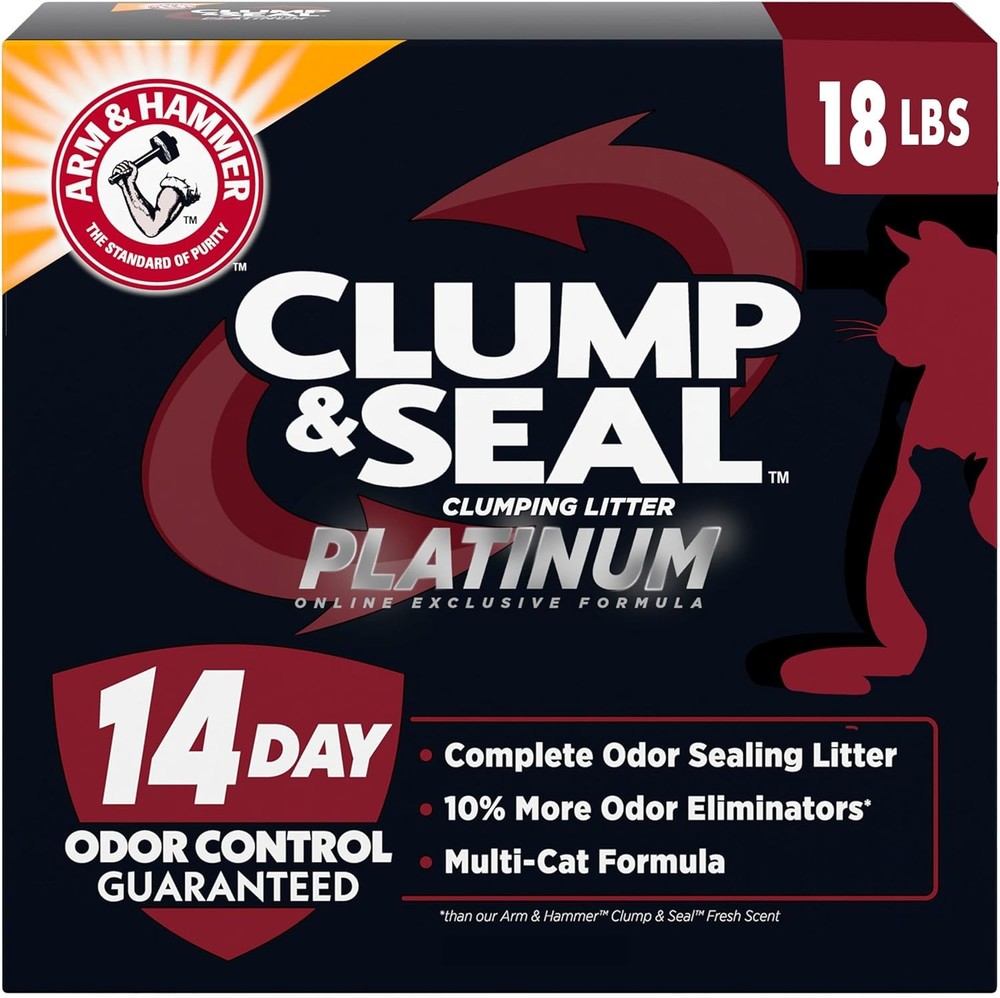 ARM & HAMMER Clump & Seal Platinum Cat Litter 18 lb Multi Cat 14 Day Odor