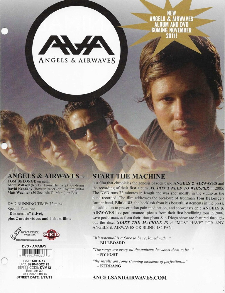 Blink 182 ANGELS & AIRWAVES Rare 2011 PROMO TRADE AD Poster of Start 8.5x11 MINT