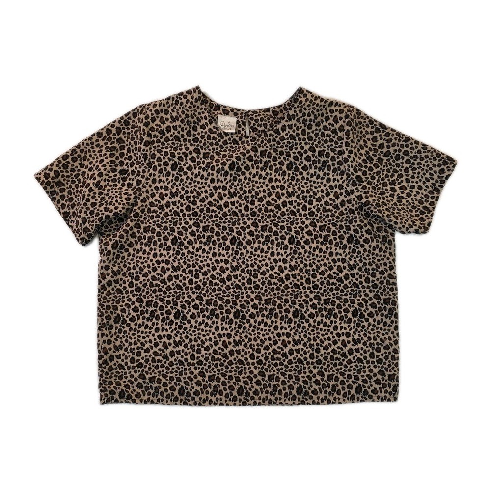 Vintage Jaclyn Smith Leopard Print Short Sleeve  Blouse - Size XL