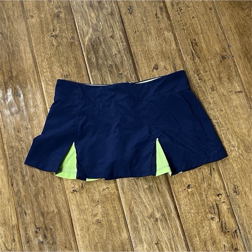 Bollé Women's Athletic Tennis Skort Navy Lime Green Stretch Zipper Size S