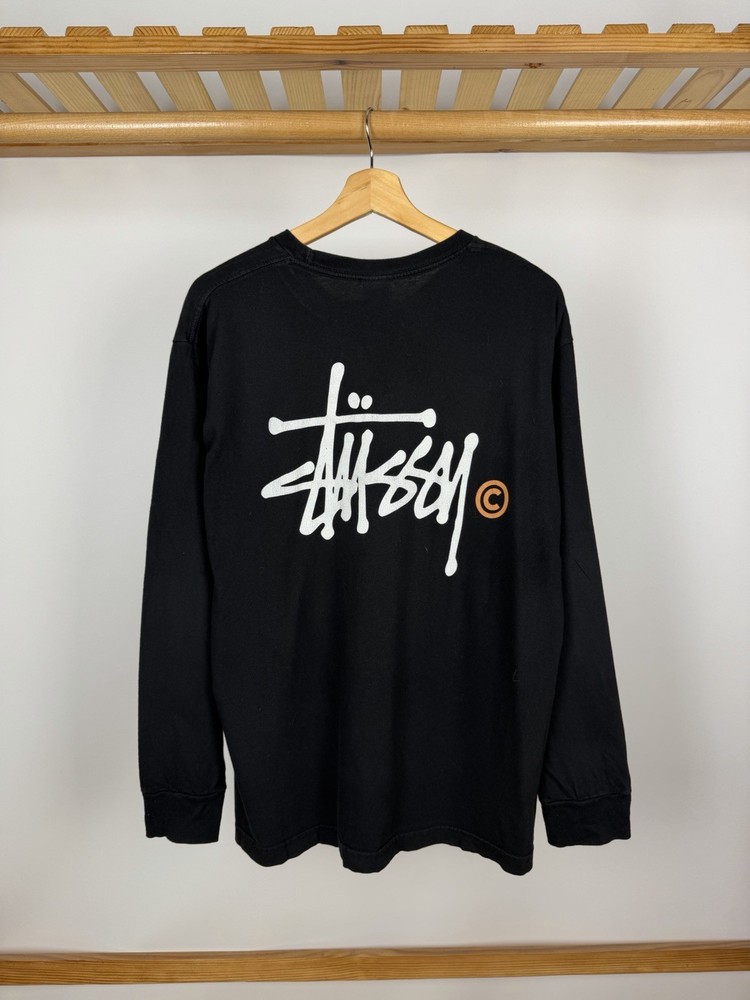 Vintage Y2K Stussy Long Sleeve T-Shirt Big Logo Size M