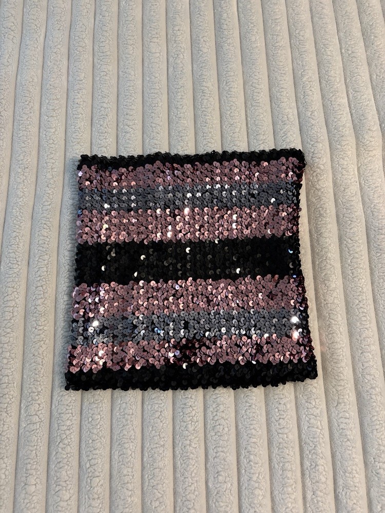 Vintage Black/Pink/Silver Sequin Tube Top Disco Glam One Size Stretch 70s