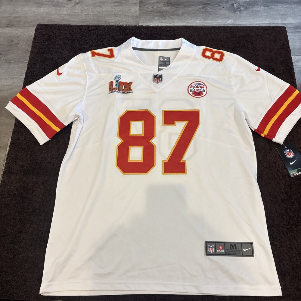 Kansas City Chiefs Travis Kelce #87 White Medium Jersey Super Bowl Edition
