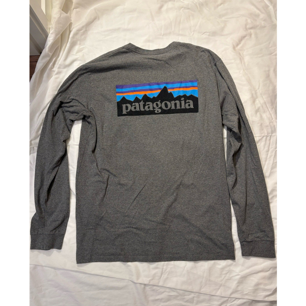 Patagonia Responsibili-Tee Men's Gray Long Sleeve Graphic T-Shirt Size M