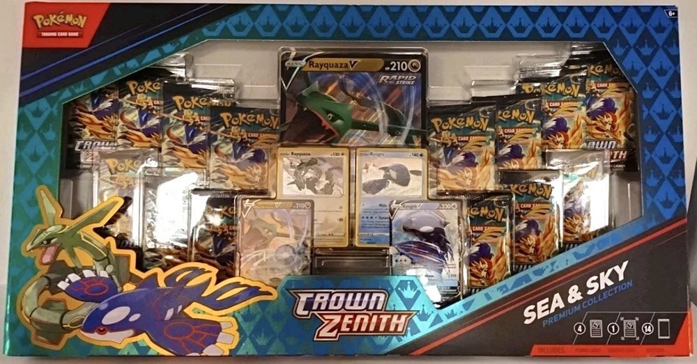 Pokemon TCG Crown Zenith Sea and Sky Premium Collection Box SEALED 14 Packs