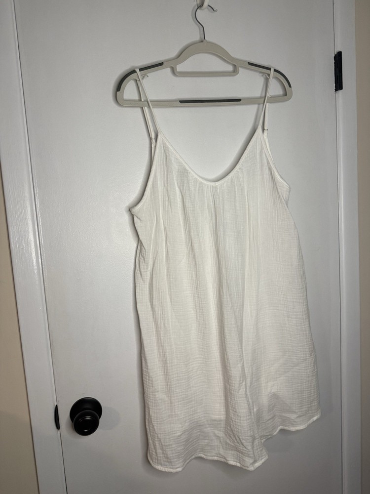Shade & Shore Women’s White Gauze Cotton Scoop Neck Spaghetti Camisole M