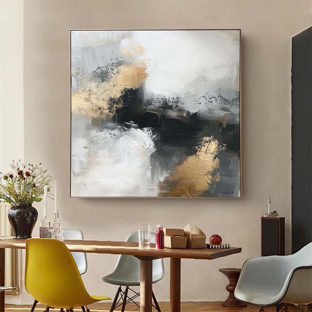 Abstract Wall Art Handmade Texture Oil Paintings On Canvas Home Black Golden