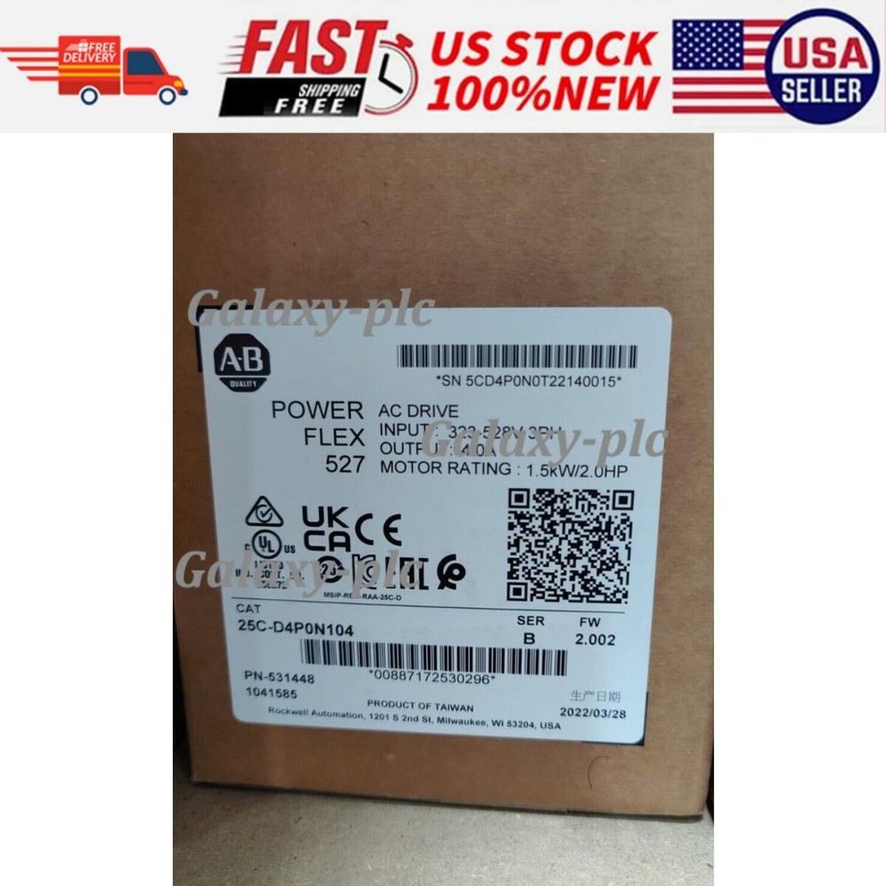 ALLEN BRADLEY 25C-D4P0N104 POWERFLEX 527 DRIVE NEW US Free Tax